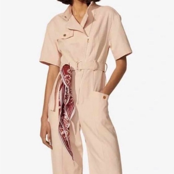 Sandro pink linen jumpsuit - Picture 3 of 8